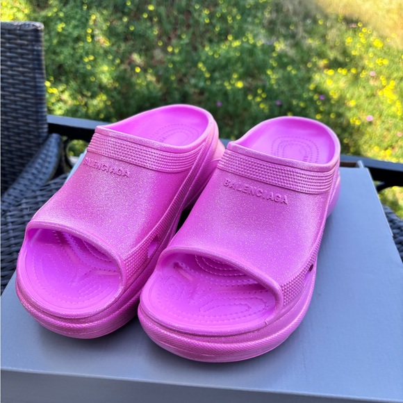 Balenciaga x Crocs Glitter Pink Slides SZ 10 BNWB - Picture 3 of 6